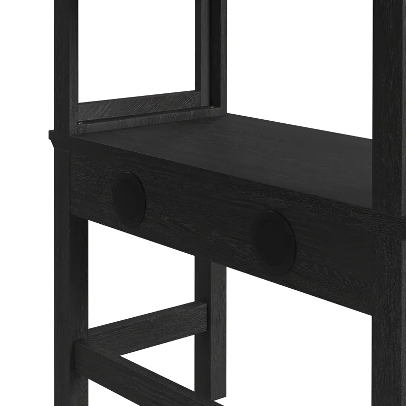 Hampton Kids Twin Loft with Ladder and Desk with Speaker in Charcoal