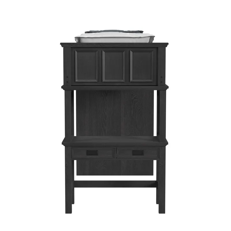 Hampton Kids Twin Loft with Staircase and Desk with Speaker in Charcoal