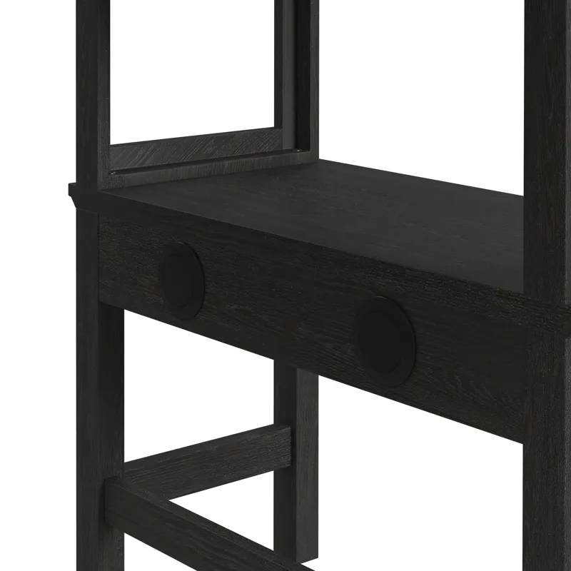 Hampton Kids Twin Loft with Staircase and Desk with Speaker in Charcoal