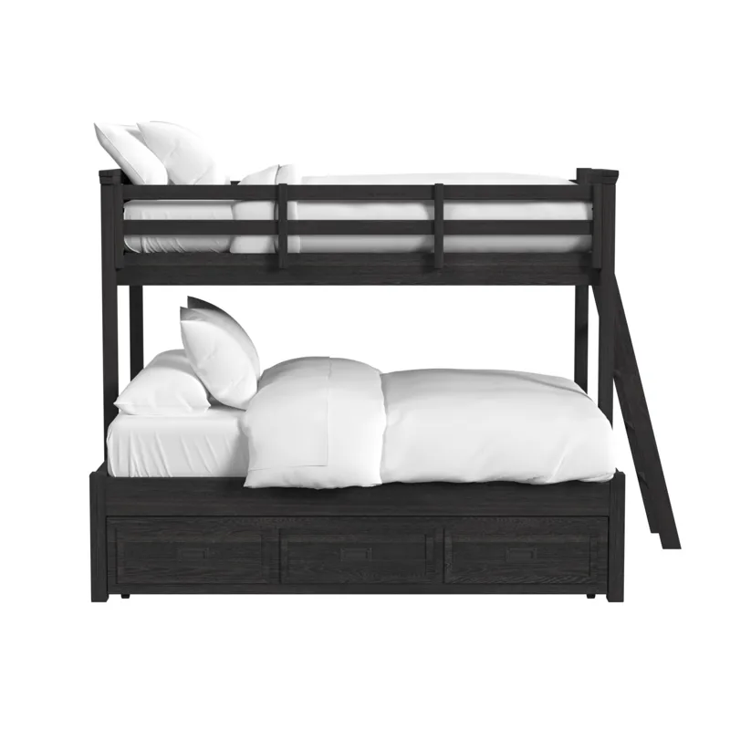 Hampton Kids Twin Over Full Bunk with Ladder and Trundle in Charcoal