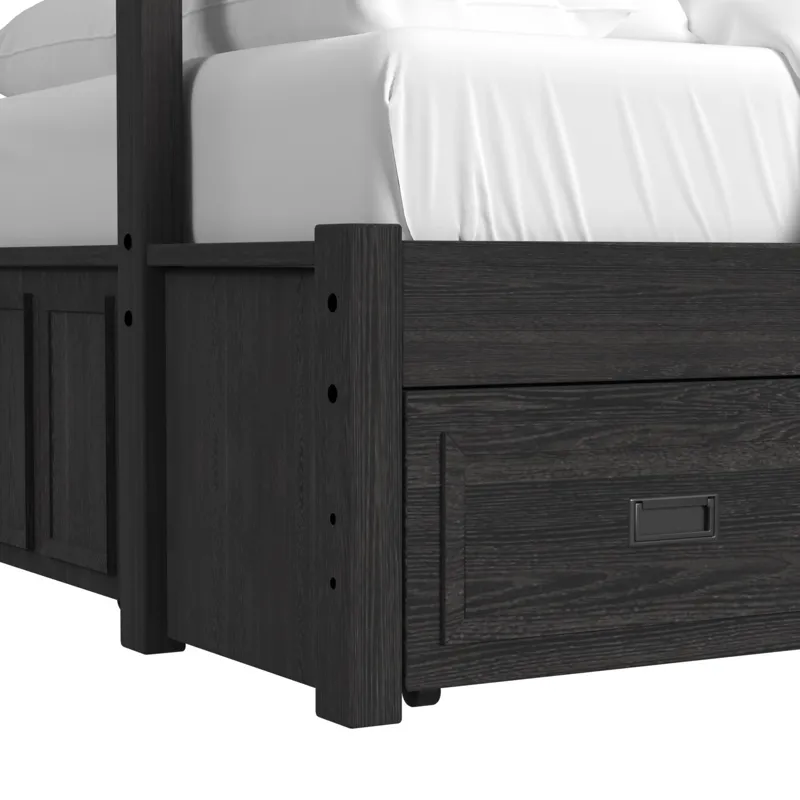 Hampton Kids Twin Over Full Bunk with Ladder and Trundle in Charcoal