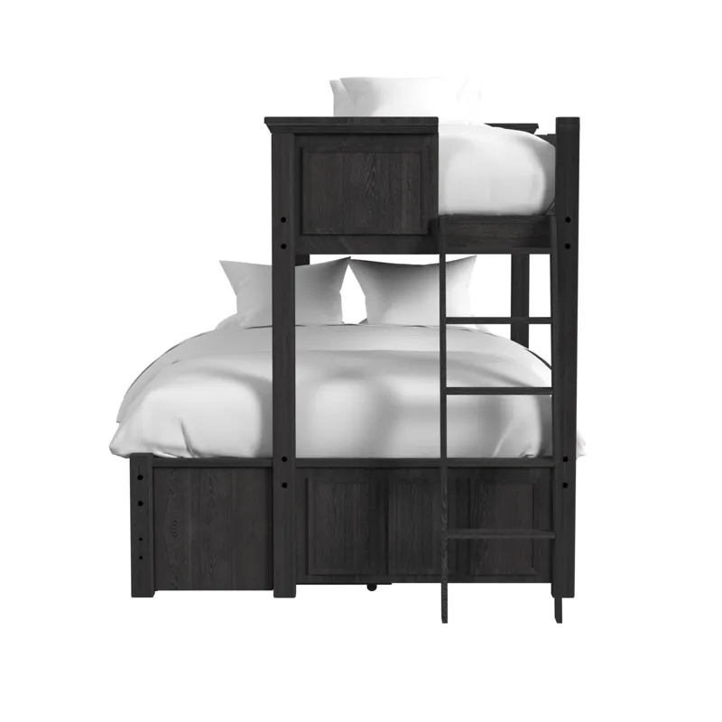 Hampton Kids Twin Over Full Bunk with Ladder and Trundle in Charcoal
