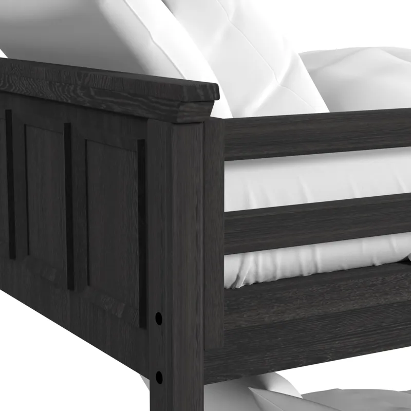 Hampton Kids Twin Over Full Bunk with Ladder and Trundle in Charcoal