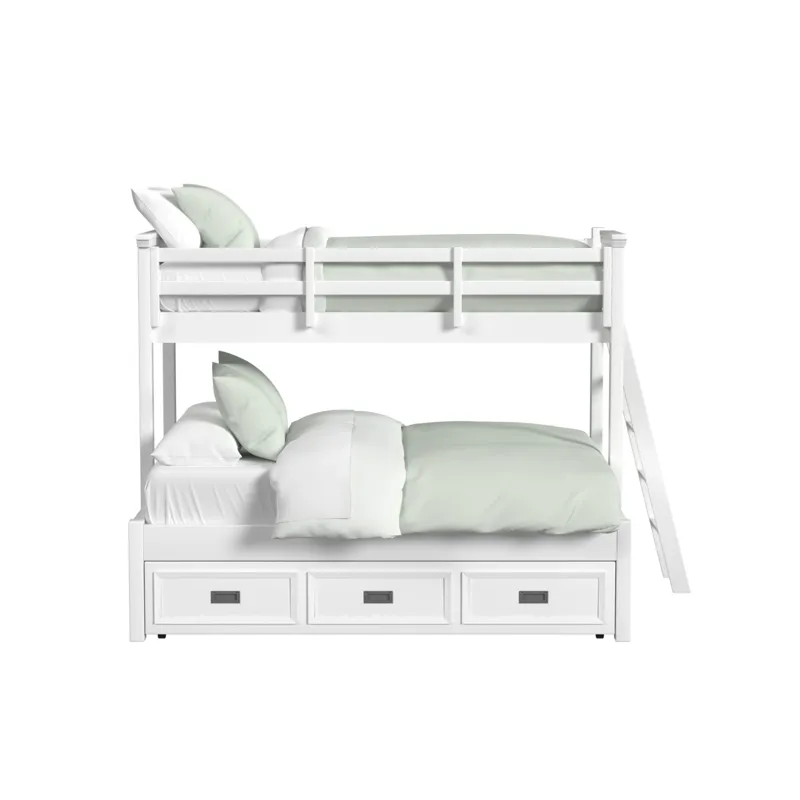 Hampton Kids Twin Over Full Bunk with Ladder and Trundle in White