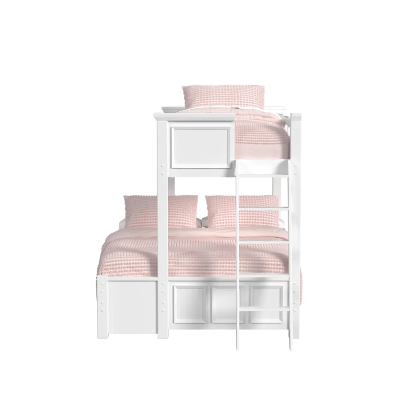 Hampton Kids Twin Over Full Bunk with Ladder in White