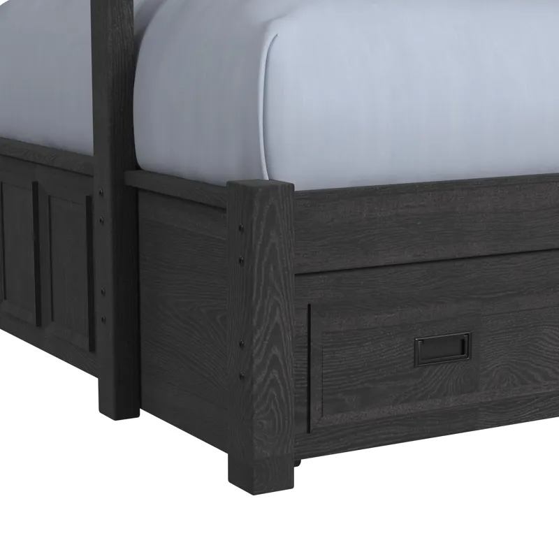 Hampton Kids Twin Over Full Bunk with Staircase and Trundle in Charcoal