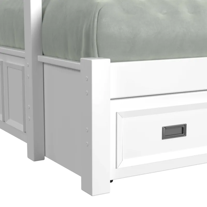 Hampton Kids Twin Over Full Bunk with Staircase and Trundle in White