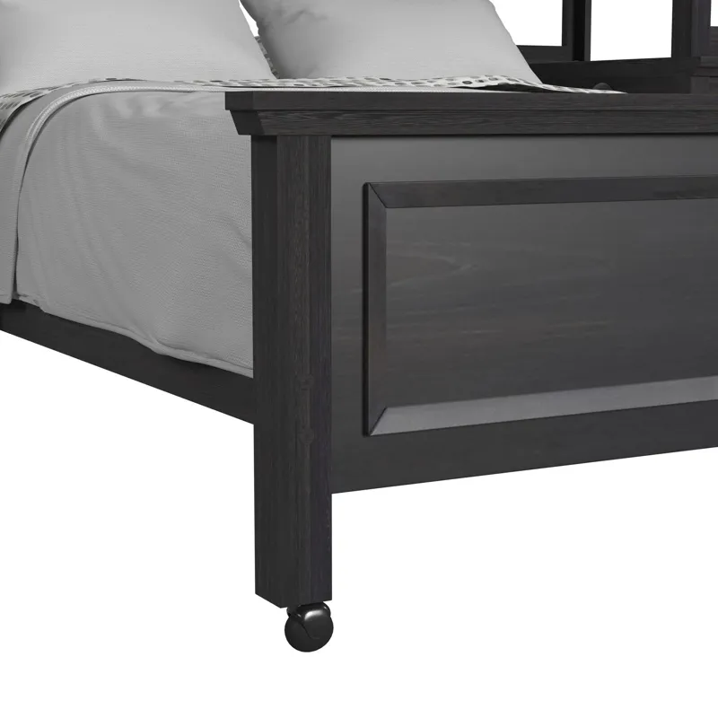 Hampton Kids Twin Over Full Loft with Ladder and Desk with Speaker in Charcoal