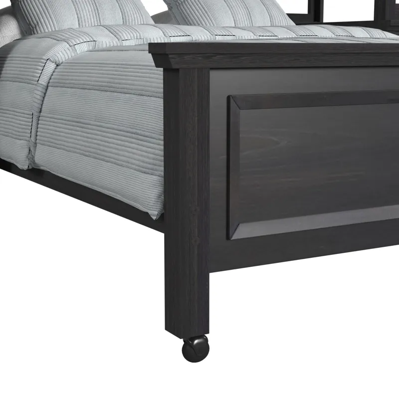 Hampton Kids Twin Over Full Loft with Staircase and Desk with Speaker in Charcoal