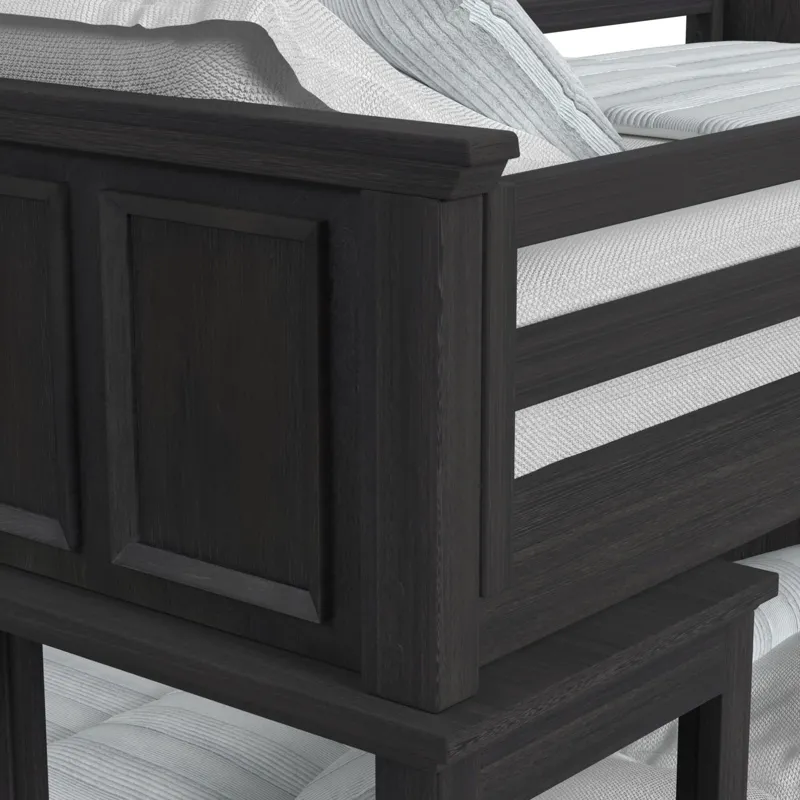 Hampton Kids Twin Over Full Loft with Staircase and Desk with Speaker in Charcoal