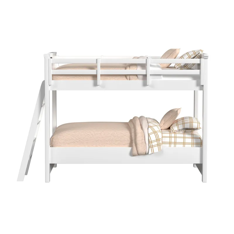 Hampton Kids Twin Over Twin Bunk with Ladder in White