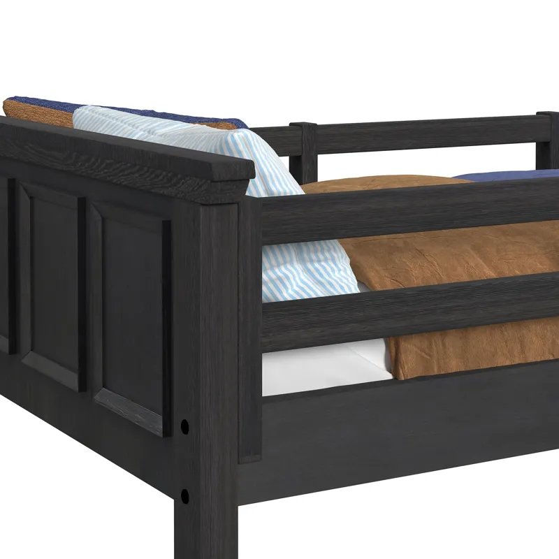Hampton Kids Twin Over Twin Bunk with Staircase and Trundle in Charcoal