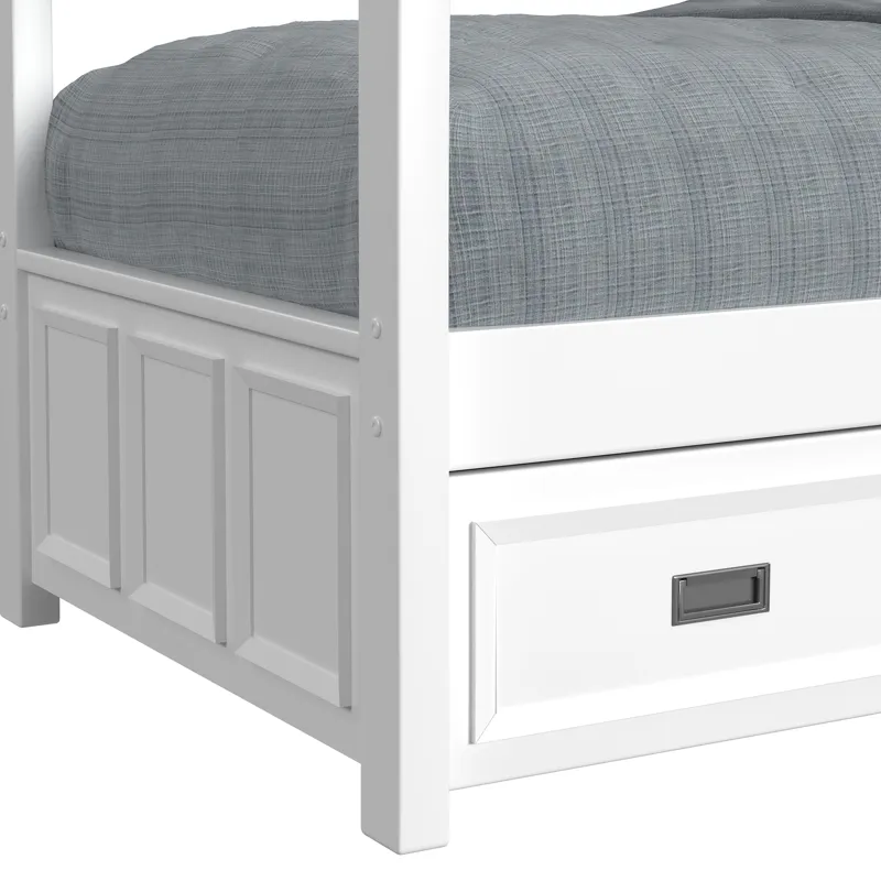 Hampton Kids Twin Over Twin Bunk with Staircase and Trundle in White