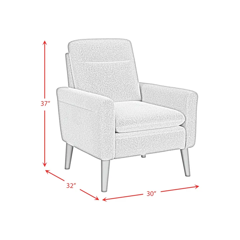 Hawk Accent Arm Chair W/Memory foam in 8077 Boucle White & Espresso