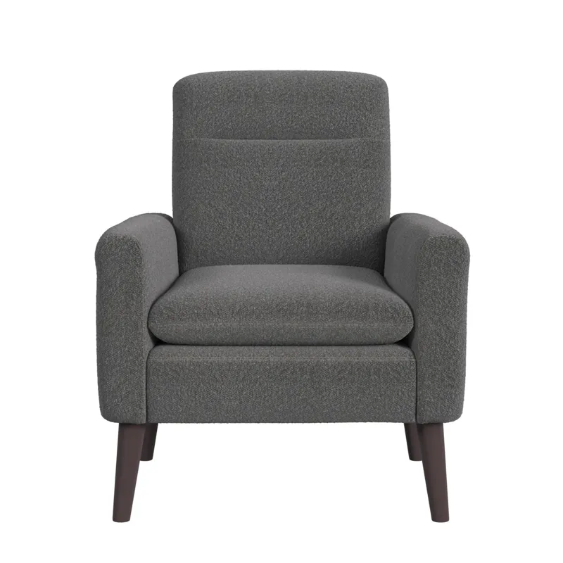 Hawk Accent Arm Chair with Memory foam in 8077 Boucle Grey & Espresso