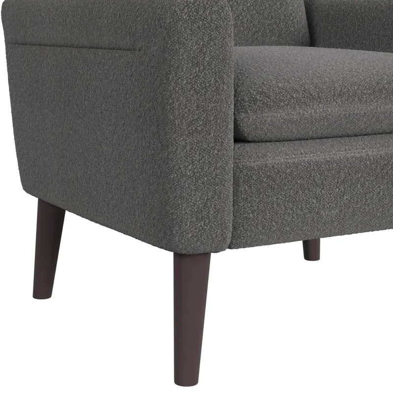Hawk Accent Arm Chair with Memory foam in 8077 Boucle Grey & Espresso