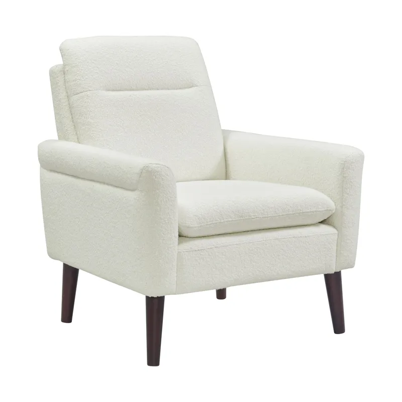 Hawk Accent Arm Chair W/Memory foam in 8077 Boucle White & Espresso