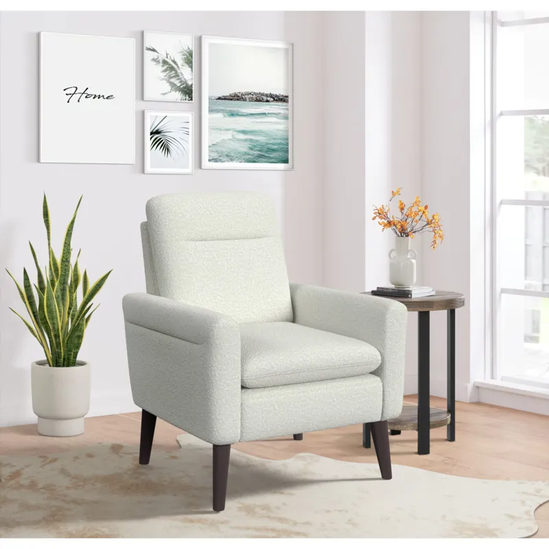 Hawk Accent Arm Chair W/Memory foam in 8077 Boucle White & Espresso