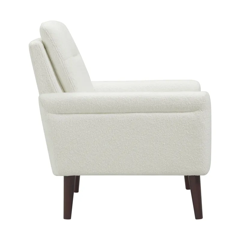 Hawk Accent Arm Chair W/Memory foam in 8077 Boucle White & Espresso