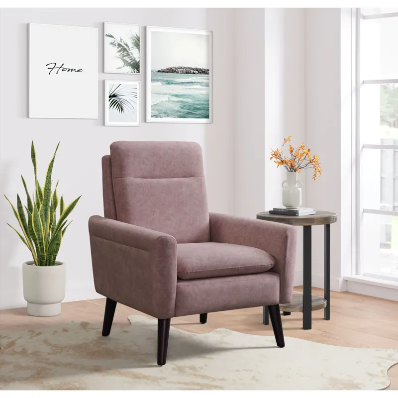 Hawk Accent Arm Chair with Memory foam in Radiance Blush & Espresso