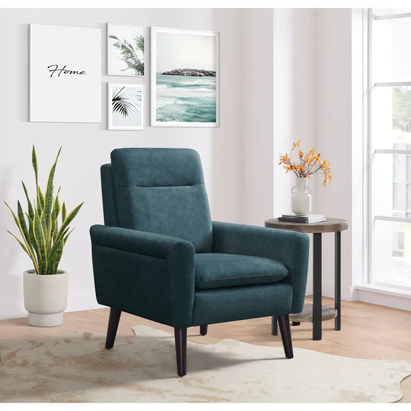 Hawk Accent Arm Chair with Memory foam in Radiance Green & Espresso