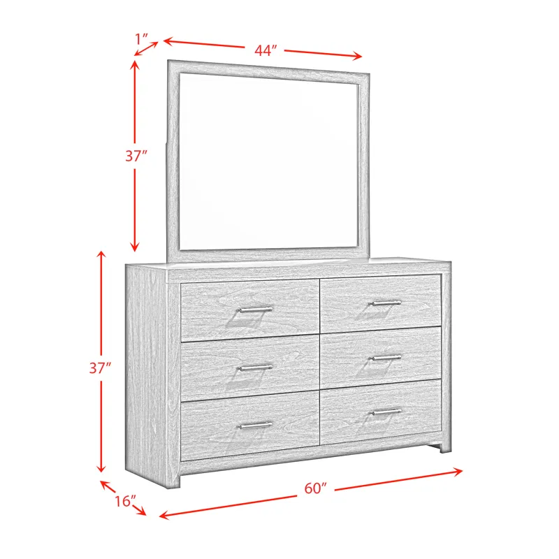Hendricks Dresser & Mirror Grey Set