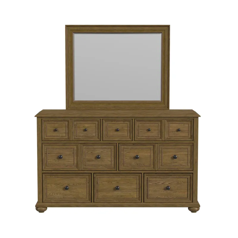 Heritage & Home Dresser and Mirror Sets in Oak Brown
