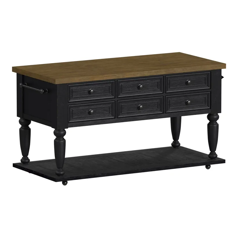 Heritage & Home Kitchen Island in Oak Brown and Black