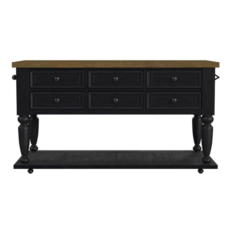 Heritage & Home Kitchen Island in Oak Brown and Black