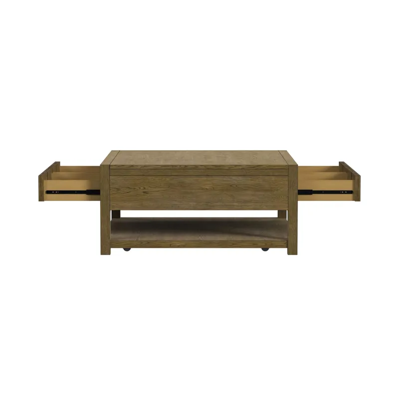 Heritage & Home Square Coffee Table with Casters in Oak Brown