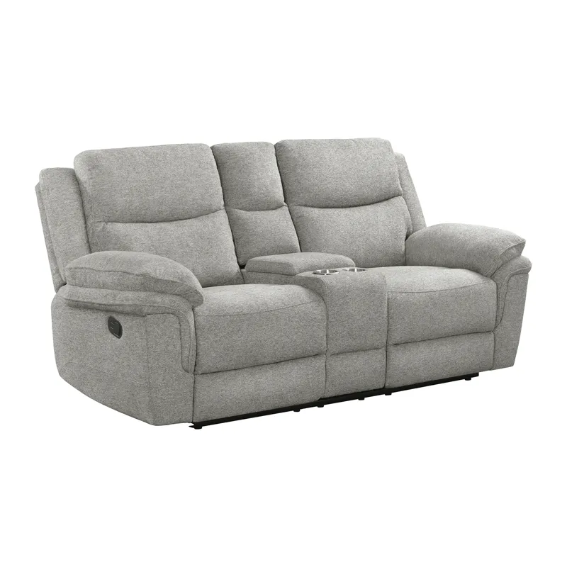 Hesperia Motion Loveseat with Console in Melange Grey