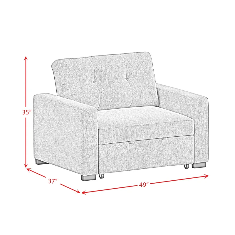 Homer Klicklak Chair W/Pull Out Bed in Clementine Grey
