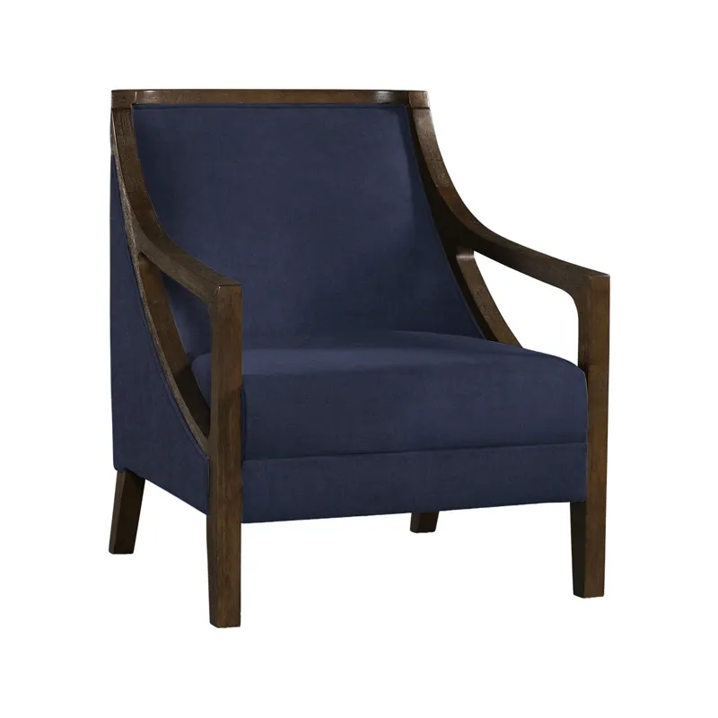 Hopkins Chair W/ Brown Arm in Columbia Navy