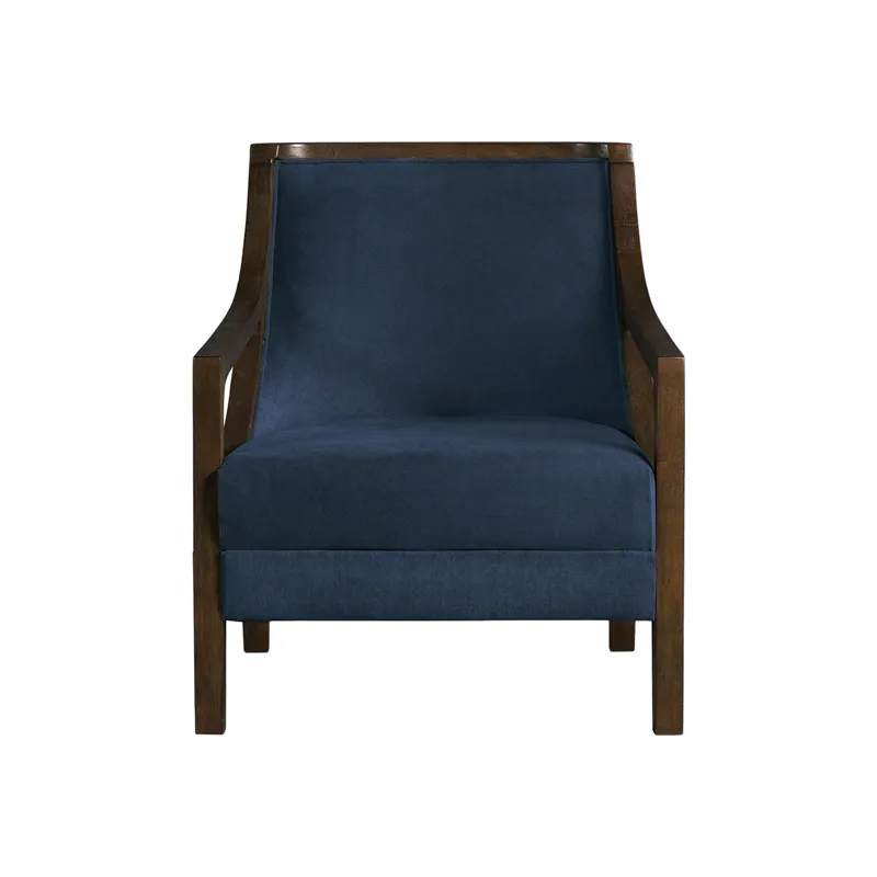 Hopkins Chair W/ Brown Arm in Columbia Navy