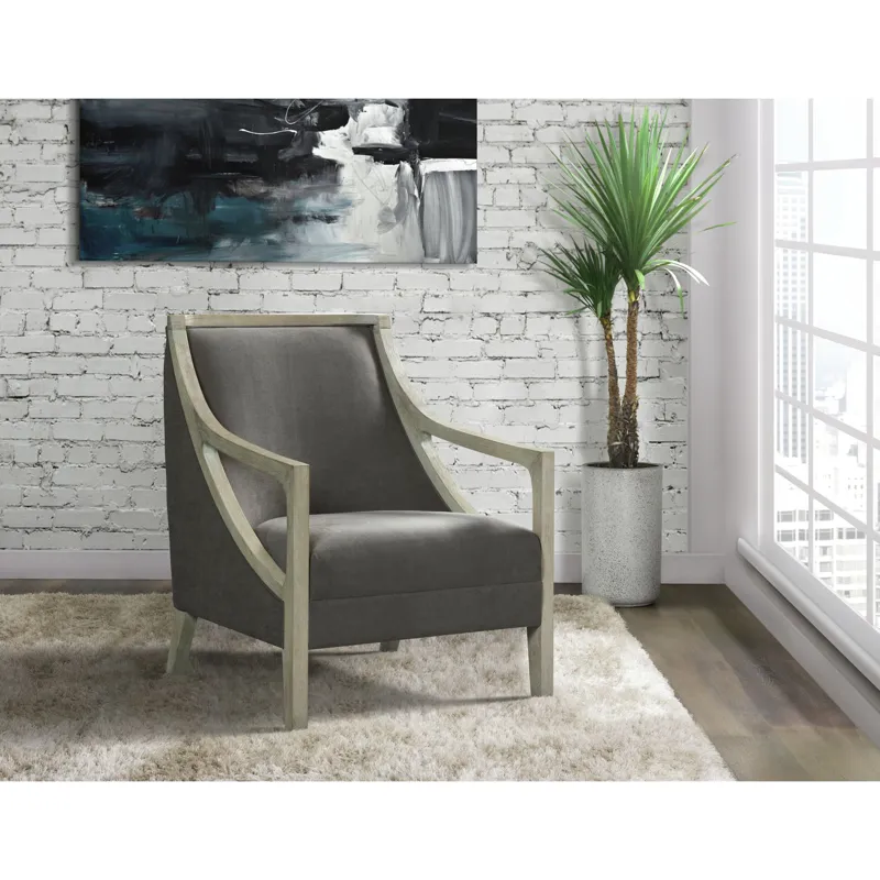 Hopkins Chair w/White Wash Arm Columbia Charcoal(ISTA 3)