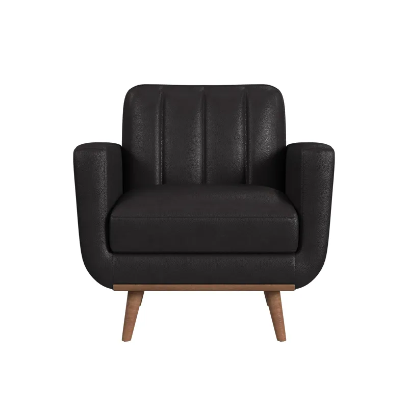 Horizon Chair with Wood Front in Pebble Dark Grey