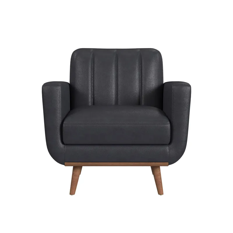 Horizon Chair with Wood Front in Pebble Navy