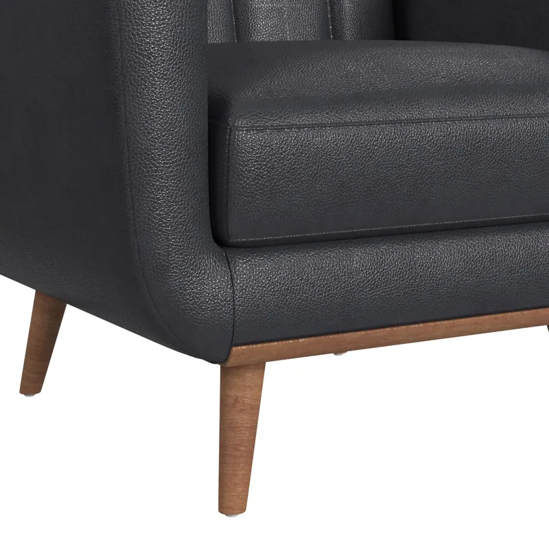 Horizon Chair with Wood Front in Pebble Navy