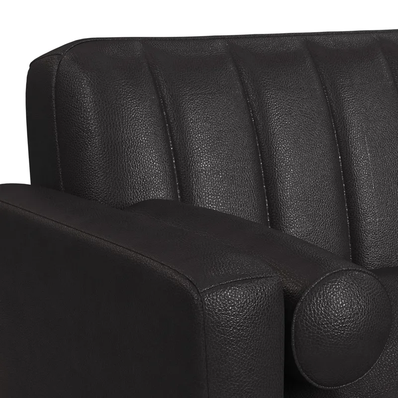 Horizon Loveseat with Wood Front 2 6\" bolster Pillows in Pebble Dark Grey