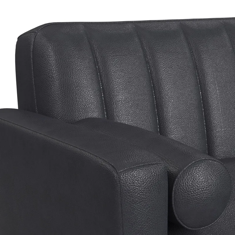 Horizon Loveseat with Wood Front 2 6\" bolster Pillows in Pebble Navy