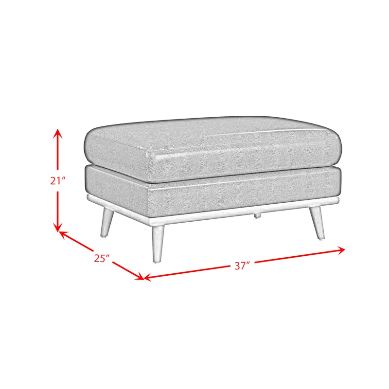 Horizon Ottoman with Wood Base in Pebble Navy