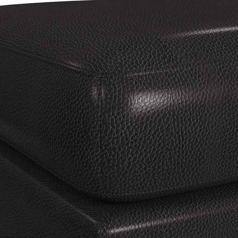 Horizon Ottoman with Wood Base in Pebble Dark Grey