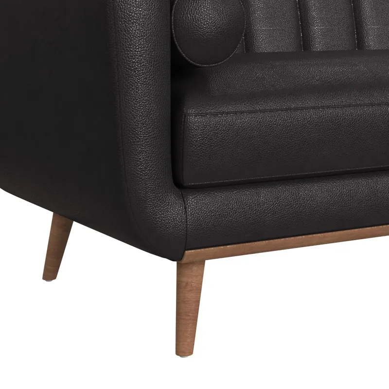 Horizon Sofa with Wood Front and 2 6\" bolster Pillows in Pebble Dark Grey