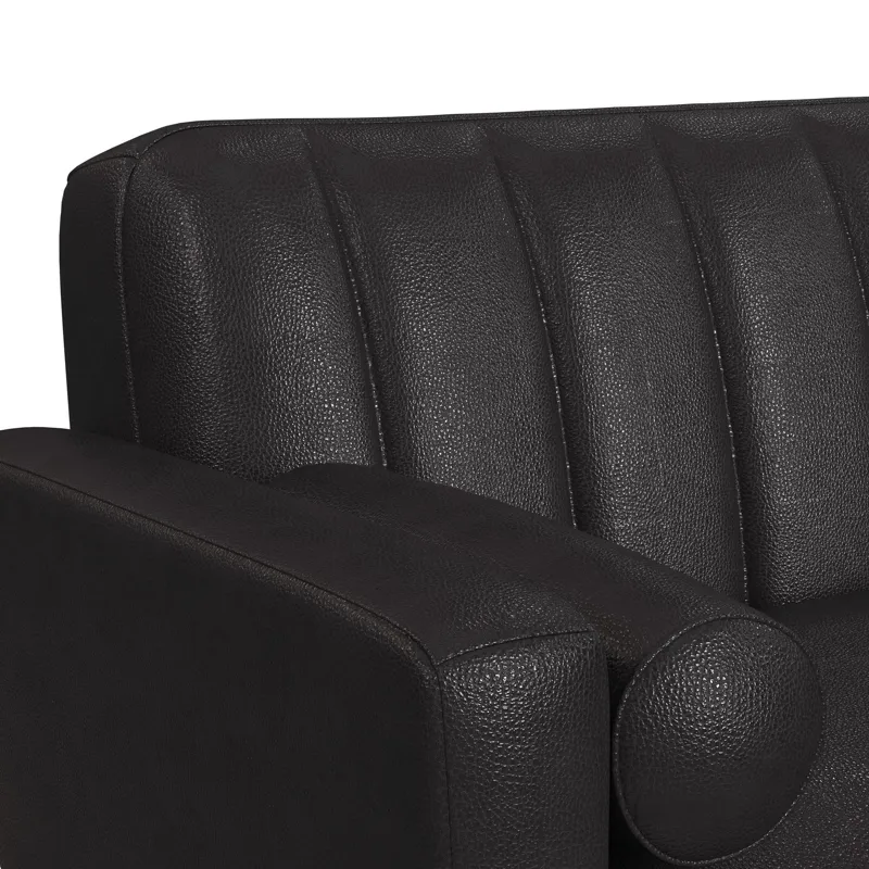 Horizon Sofa with Wood Front and 2 6\" bolster Pillows in Pebble Dark Grey