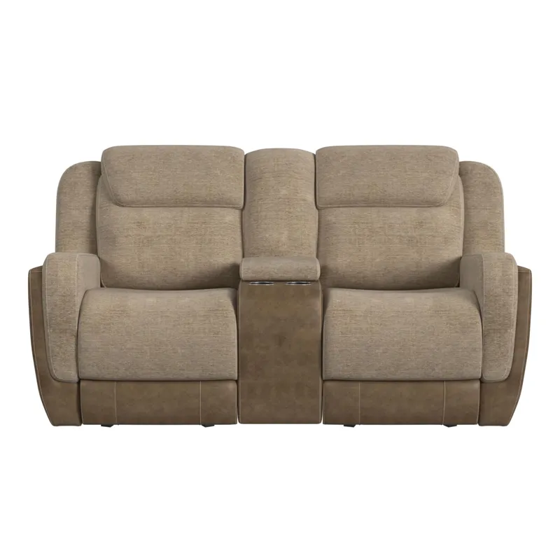 Hornet Motion Glider Loveseat with Console in Rancho Beige