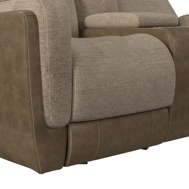 Hornet Motion Glider Loveseat with Console in Rancho Beige