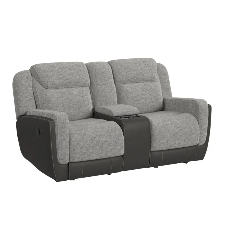 Hornet Motion Glider Loveseat with Console in Rancho Grey