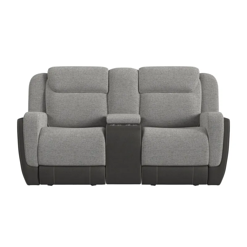 Hornet Motion Glider Loveseat with Console in Rancho Grey