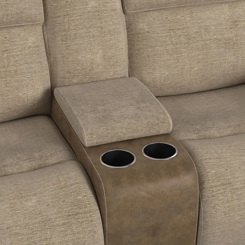 Hornet Motion Glider Loveseat with Console in Rancho Beige