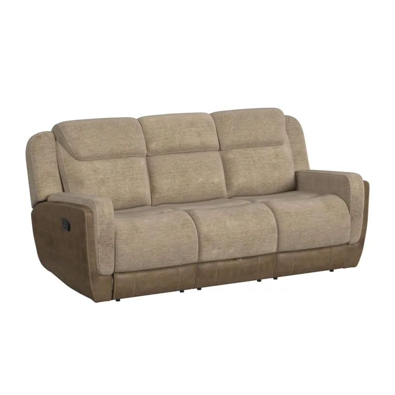 Hornet Motion Sofa with Drop Table, PWS, and Drawer in Rancho Beige